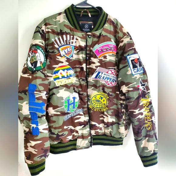 HUDSON Money Team Flight Bomber Puffer Camo Jacket 4X - Picture 1 of 6